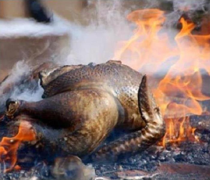 A turkey that has caught on fire.